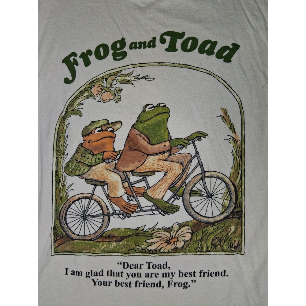 Frog & Toad Short Sleeve Graphic Tee L Cream Nostalgia Retro Vintage Kidcore - Picture 3 of 9